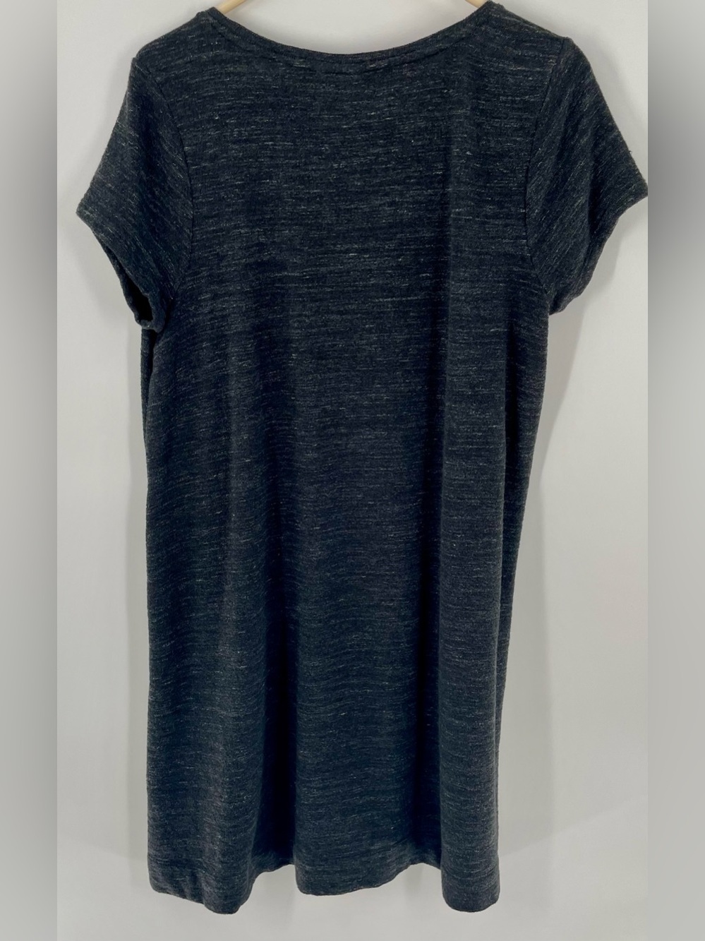 Pure Jill Black Grey Heathered Pockets Short Sleeve Tee Shirt Dress Cover Up - Picture 7 of 10